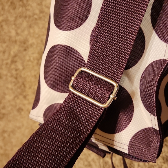 Thirty-One Plum Mod Dot Thermal Bag with adjustable strap, embroidered - Picture 7 of 7